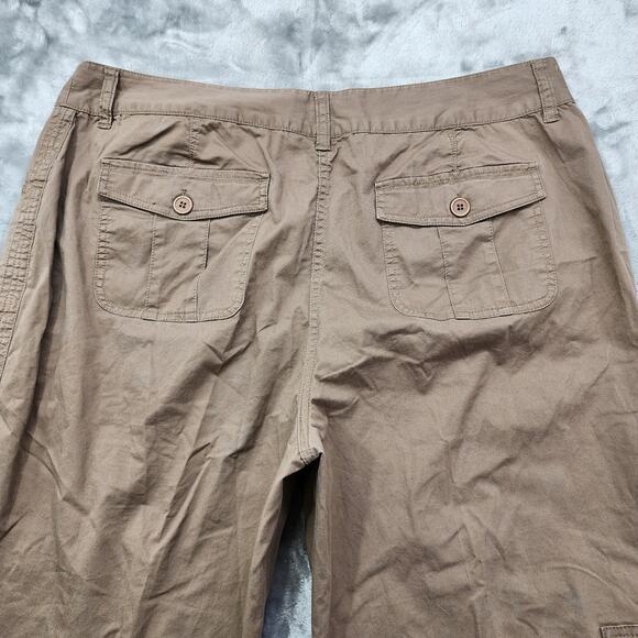 Style&Co Pants Womens 18W Brown Khaki High Rise Cargo Capri Roll Tab Hem Stretch - Picture 5 of 12